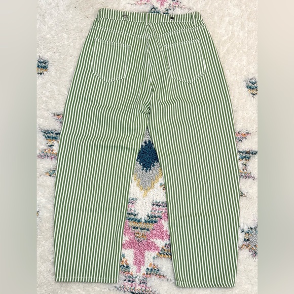 Cotton Green Striped Barrel Pants - Picture 3 of 4